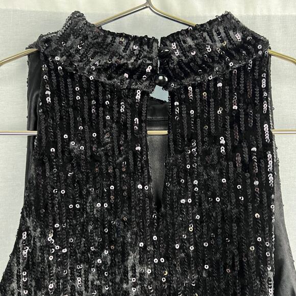 Anthropologie Top Taryn Velvet Sequin Black Tank Holiday Christmas Party Formal - Picture 4 of 6